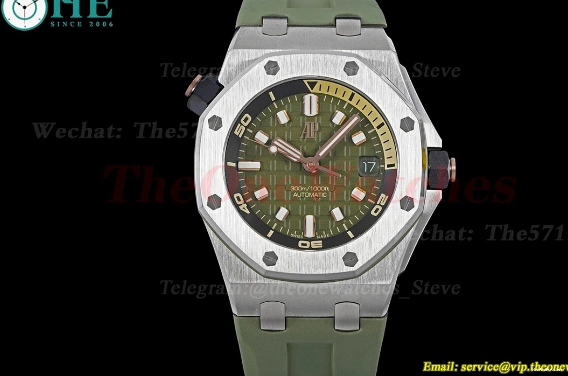 Green Royal 42mm Oak A4308 SS Stk Clone RU Diver Offshore APS 15720 Super 0511